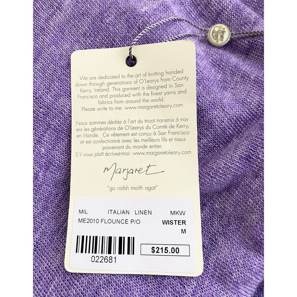 Margaret O'Leary Womens Flounce Italian Linen Lightweight Sweater Blouse Ruffle - Picture 7 of 8